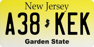 NJ license plate A38KEK