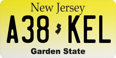 NJ license plate A38KEL