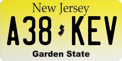 NJ license plate A38KEV