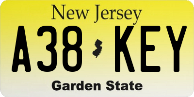 NJ license plate A38KEY