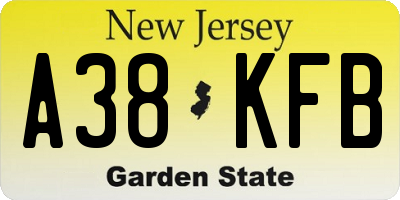 NJ license plate A38KFB