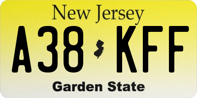 NJ license plate A38KFF