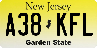NJ license plate A38KFL