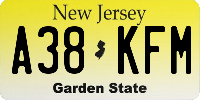 NJ license plate A38KFM