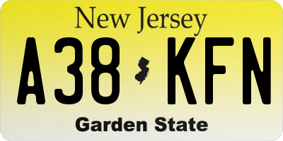 NJ license plate A38KFN