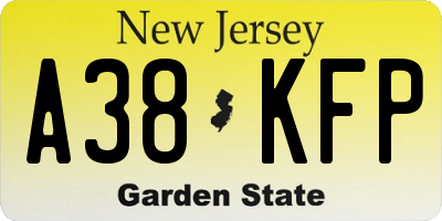 NJ license plate A38KFP