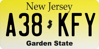 NJ license plate A38KFY