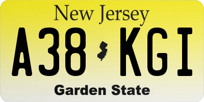 NJ license plate A38KGI
