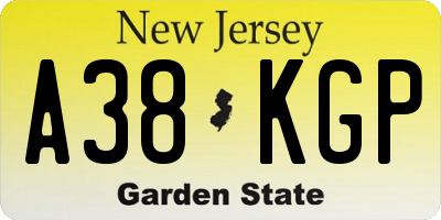 NJ license plate A38KGP