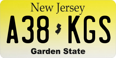 NJ license plate A38KGS