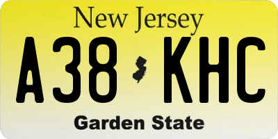 NJ license plate A38KHC