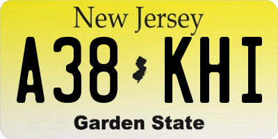 NJ license plate A38KHI