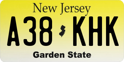 NJ license plate A38KHK