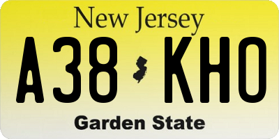 NJ license plate A38KHO