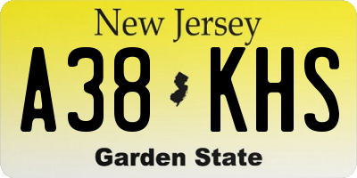 NJ license plate A38KHS