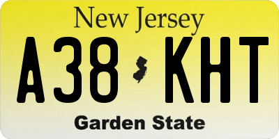 NJ license plate A38KHT