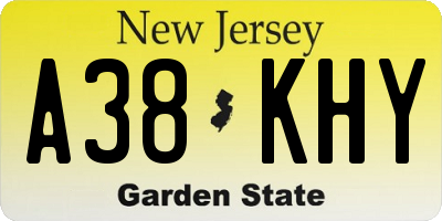 NJ license plate A38KHY