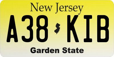 NJ license plate A38KIB