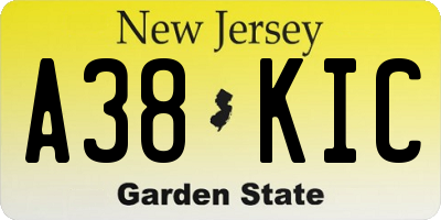 NJ license plate A38KIC