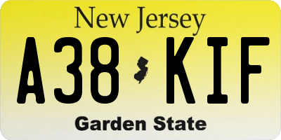 NJ license plate A38KIF