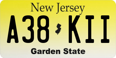NJ license plate A38KII