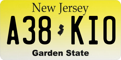 NJ license plate A38KIO