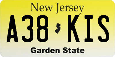 NJ license plate A38KIS