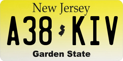 NJ license plate A38KIV
