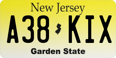 NJ license plate A38KIX