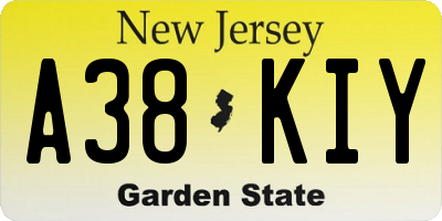 NJ license plate A38KIY