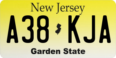 NJ license plate A38KJA