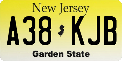 NJ license plate A38KJB
