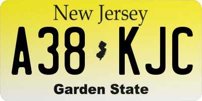 NJ license plate A38KJC