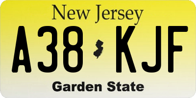 NJ license plate A38KJF