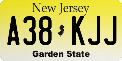 NJ license plate A38KJJ