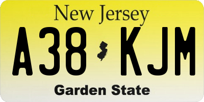 NJ license plate A38KJM