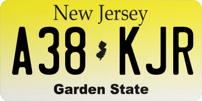NJ license plate A38KJR