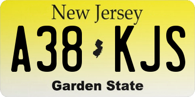 NJ license plate A38KJS