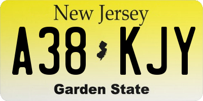 NJ license plate A38KJY