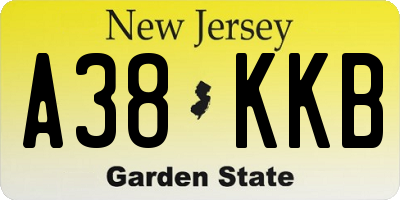 NJ license plate A38KKB