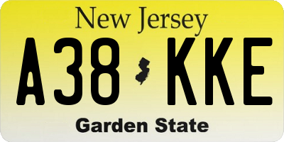NJ license plate A38KKE
