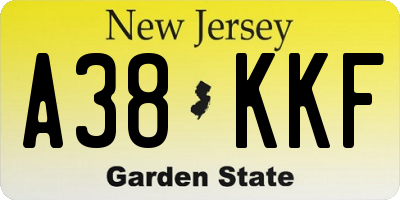 NJ license plate A38KKF