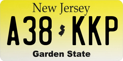 NJ license plate A38KKP