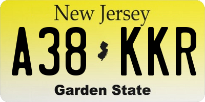 NJ license plate A38KKR