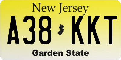 NJ license plate A38KKT