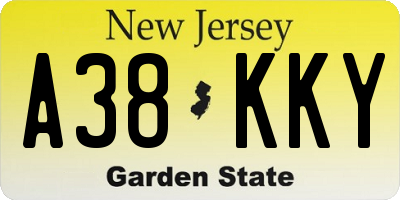 NJ license plate A38KKY