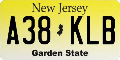 NJ license plate A38KLB