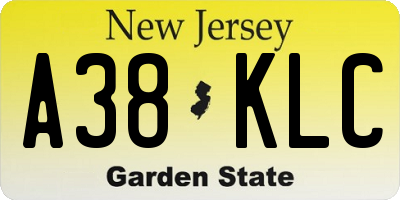 NJ license plate A38KLC