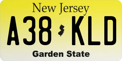 NJ license plate A38KLD