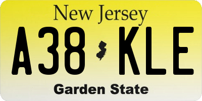 NJ license plate A38KLE
